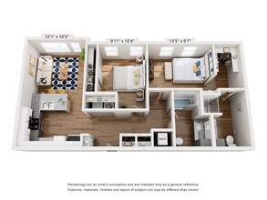 2 Bedroom 2 Bath 413 floor plan